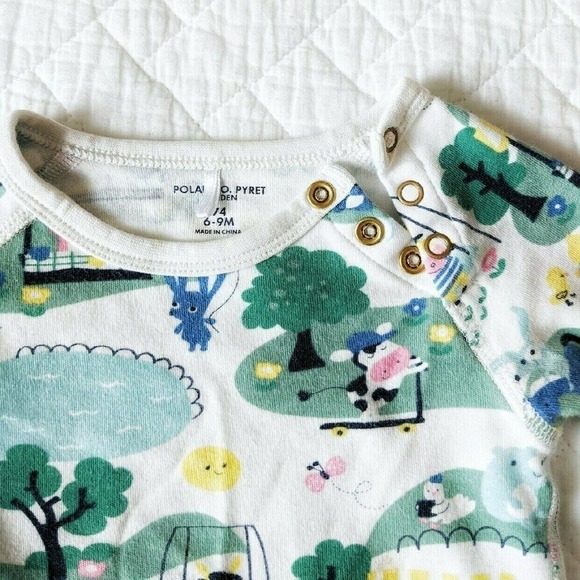 Polarn O'Pyret 6-9 Months Grow Snap Onesie Bodysuit POP Park - Picture 3 of 5